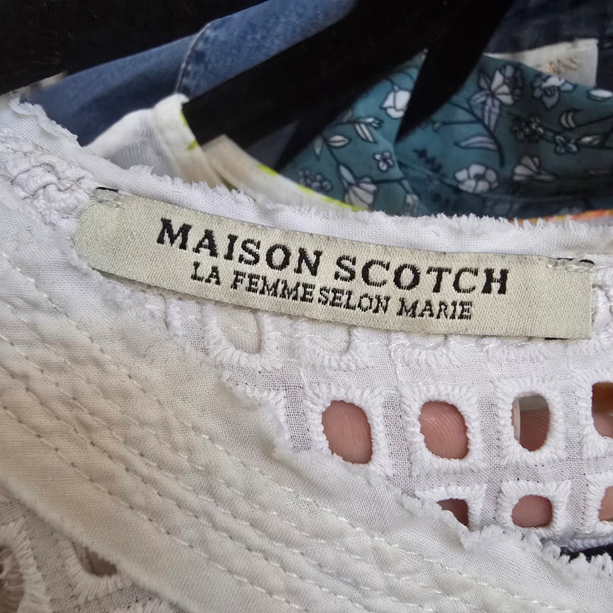 Maison Scotch Miami Deco Cream Eyelet Detail Blouse Size M
