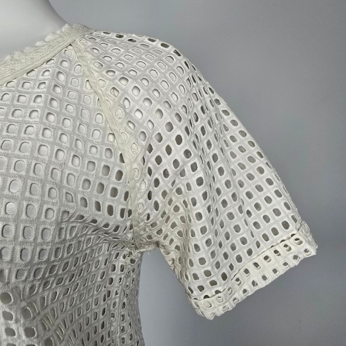 Maison Scotch Miami Deco Cream Eyelet Detail Blouse Size M