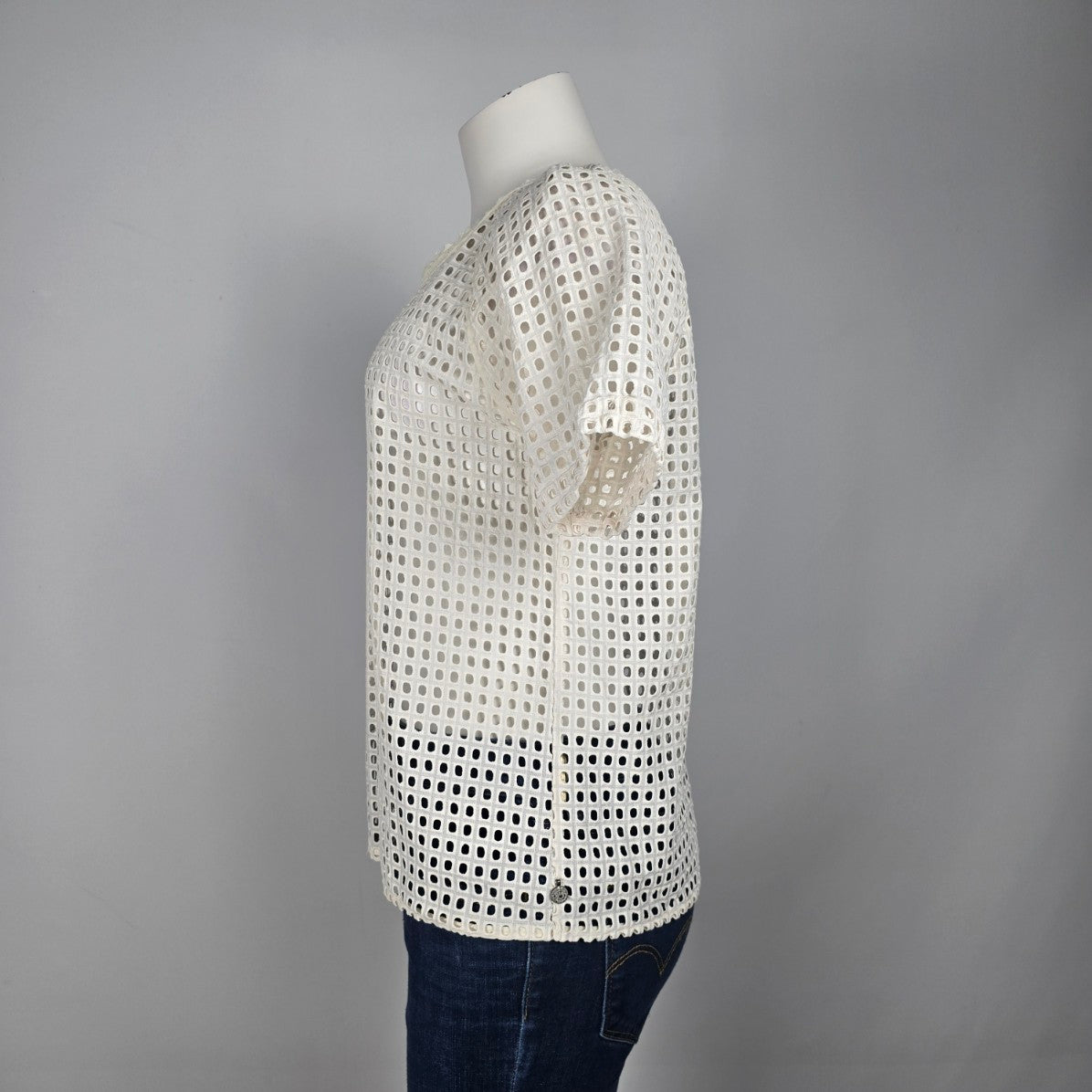 Maison Scotch Miami Deco Cream Eyelet Detail Blouse Size M