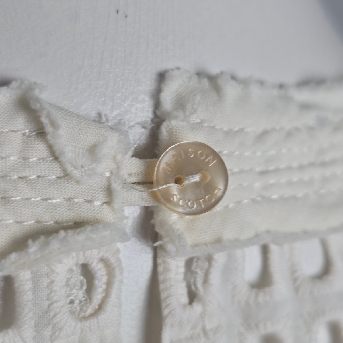 Maison Scotch Miami Deco Cream Eyelet Detail Blouse Size M