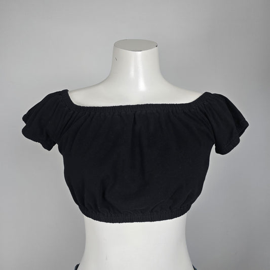 Wilfred Black Cotton Cropped Top Size S