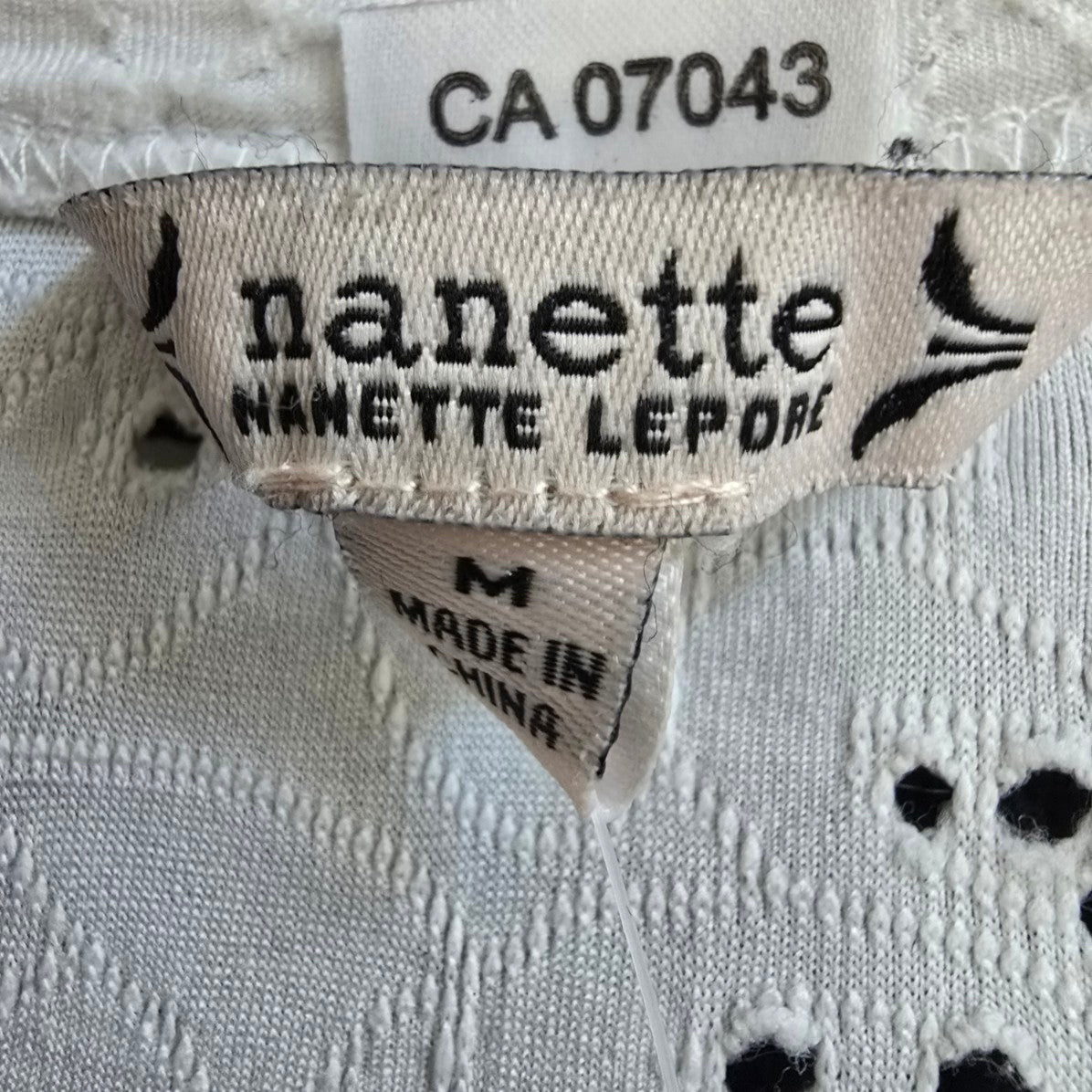 Nanette Lepore White Eyelet Peplum Top Size M