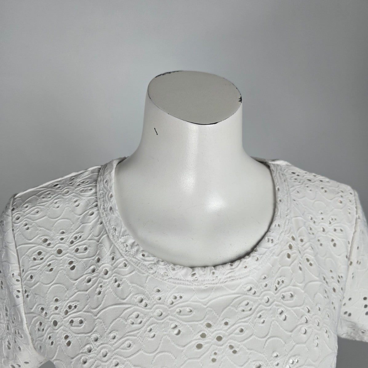 Nanette Lepore White Eyelet Peplum Top Size M