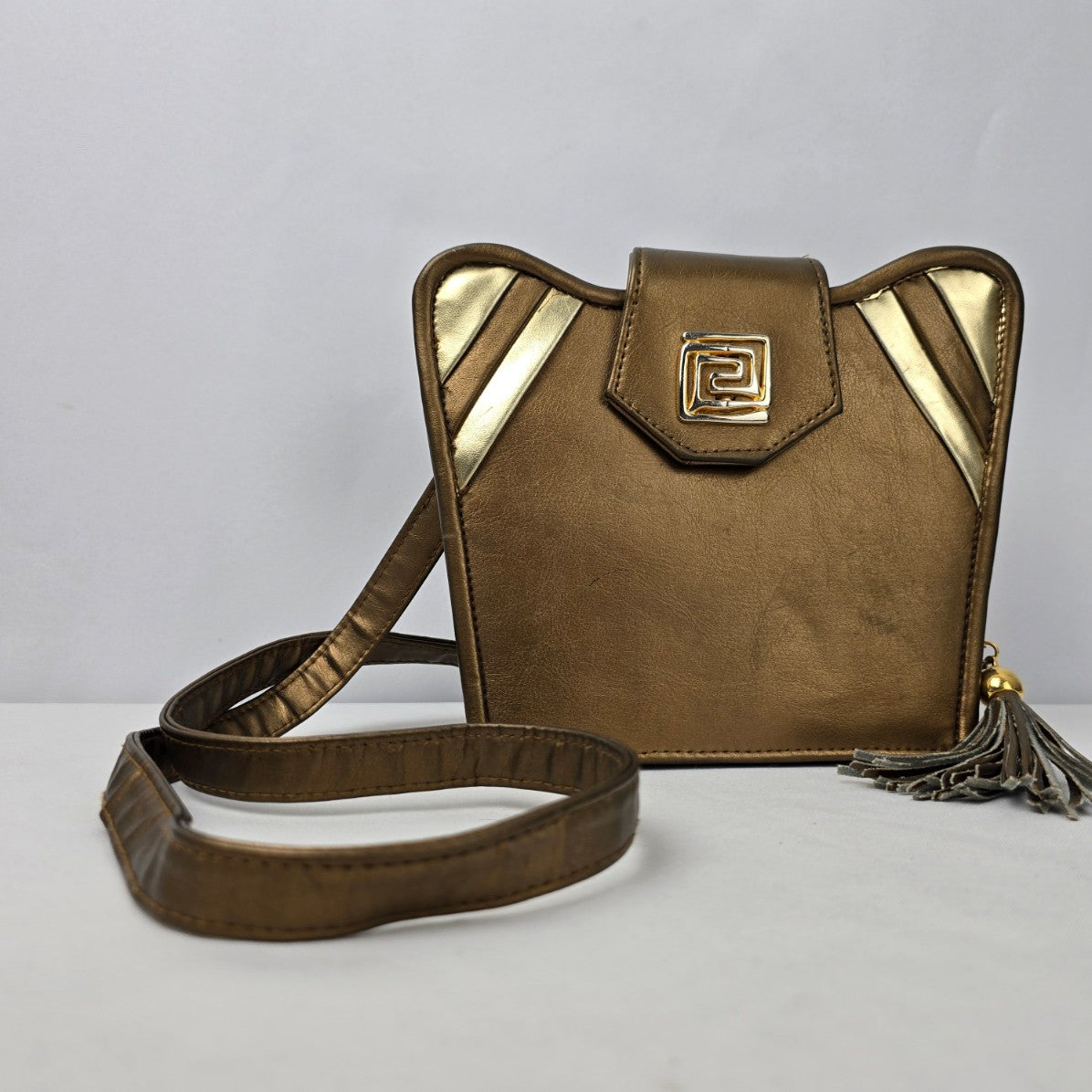 Vintage Brown & Gold Shoulder Purse