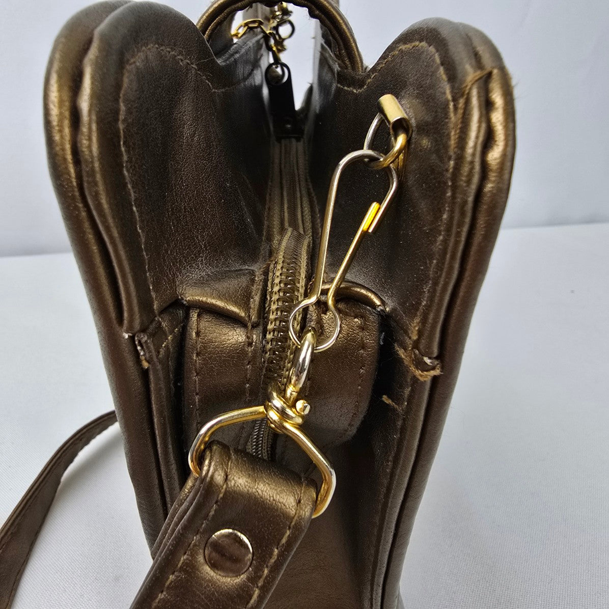 Vintage Brown & Gold Shoulder Purse