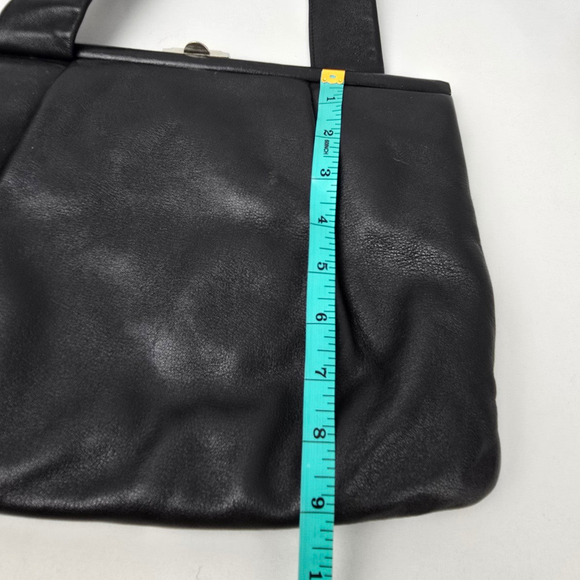 Vintage Madell Gold Pfeil Black Leather Top Handle Purse