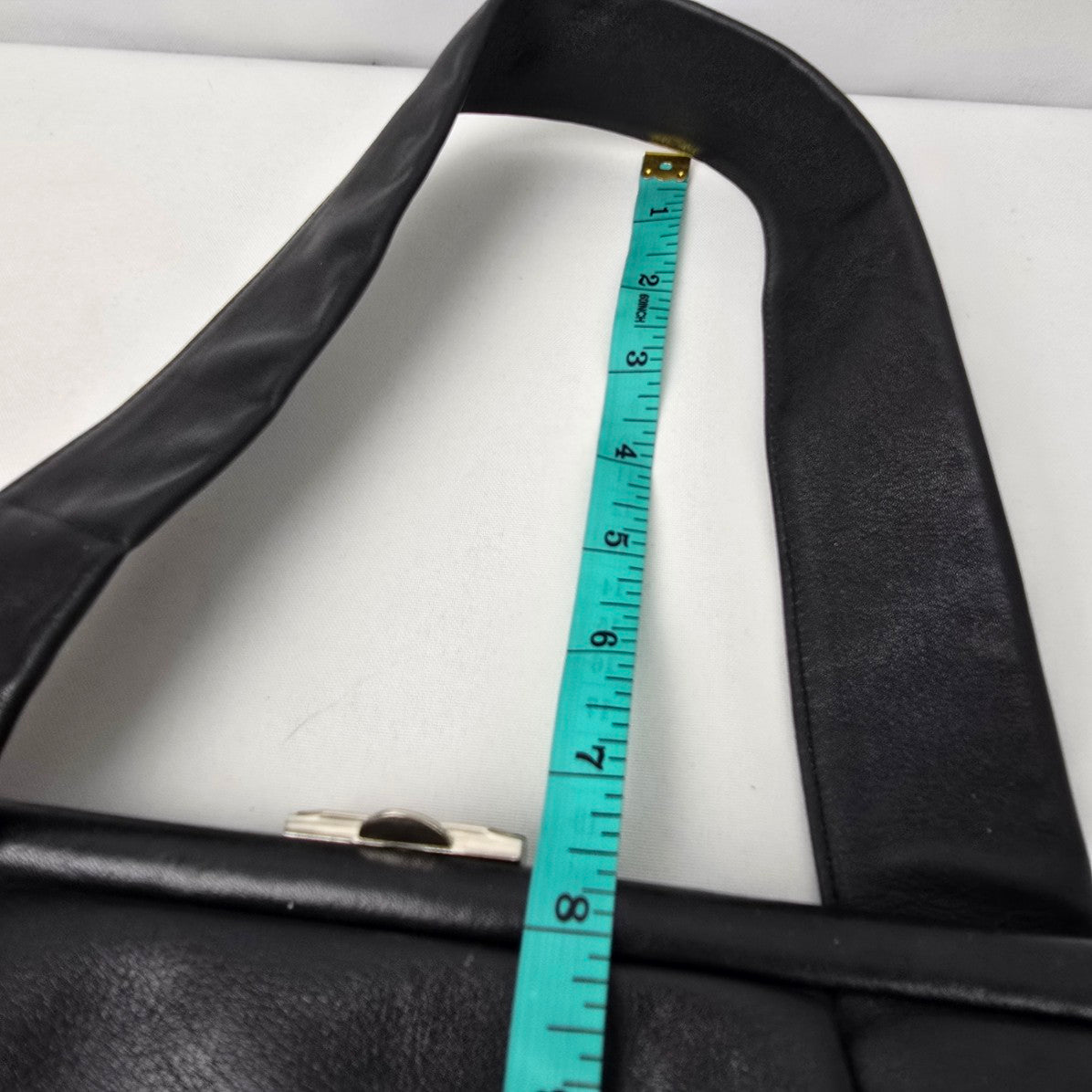 Vintage Madell Gold Pfeil Black Leather Top Handle Purse