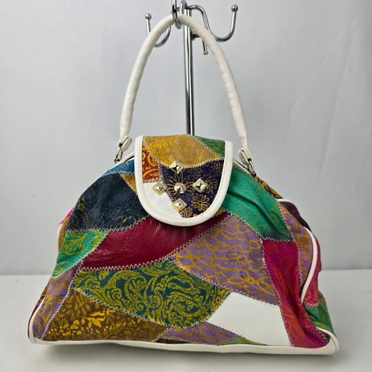 Vintage Suede & Leather Patchwork Top Handle Purse