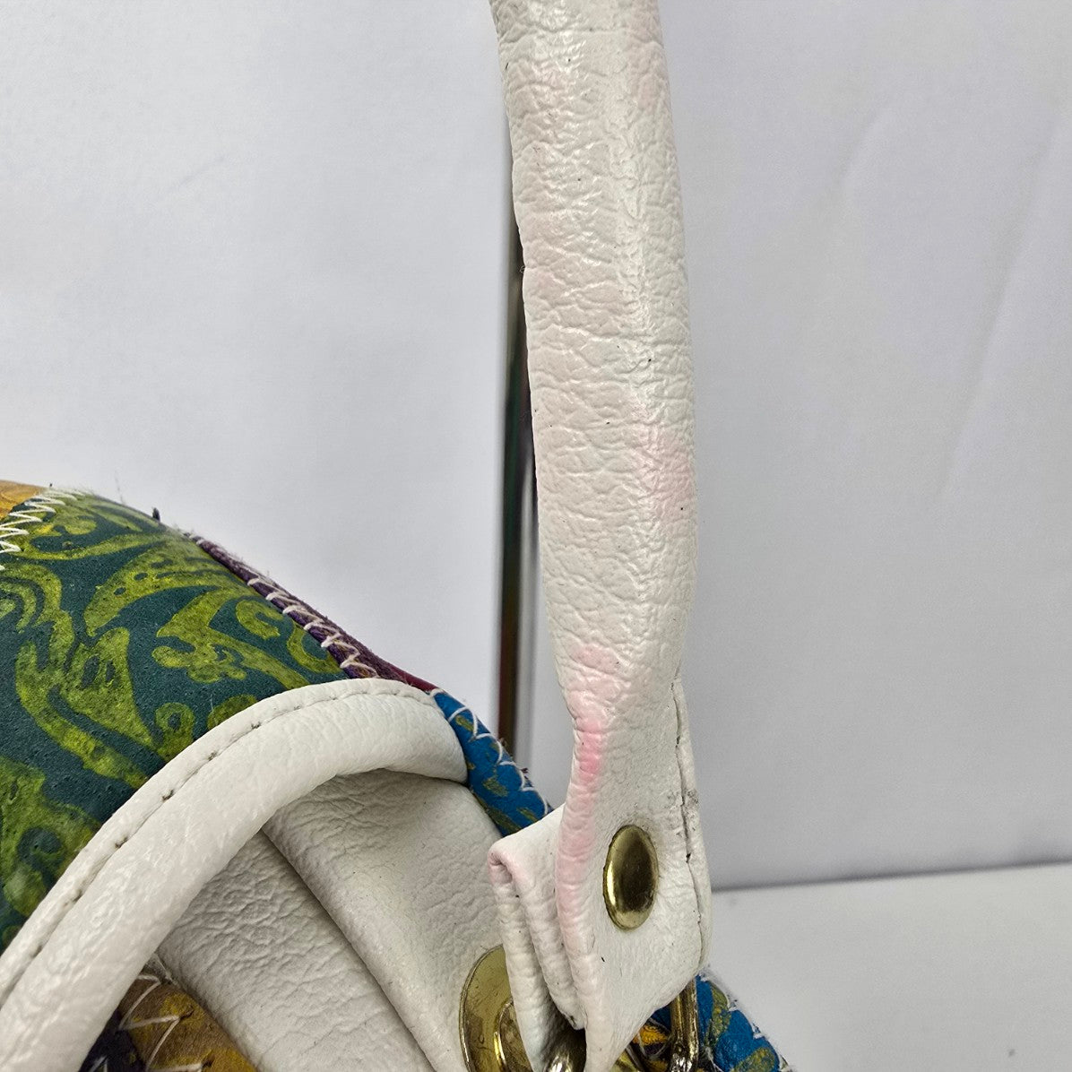 Vintage Suede & Leather Patchwork Top Handle Purse