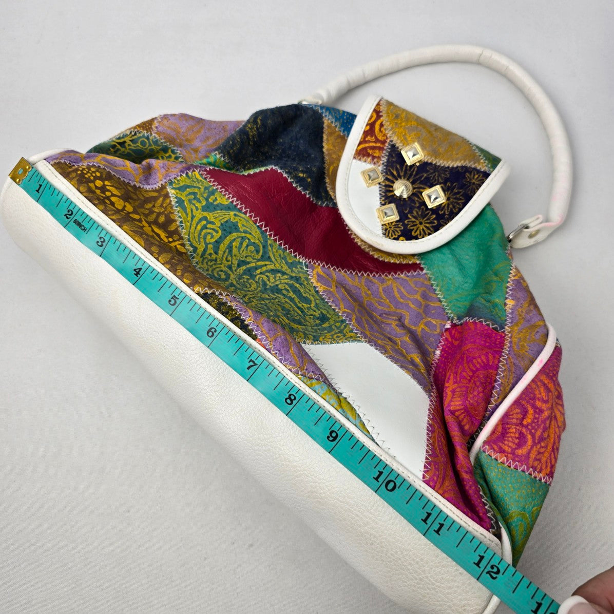 Vintage Suede & Leather Patchwork Top Handle Purse