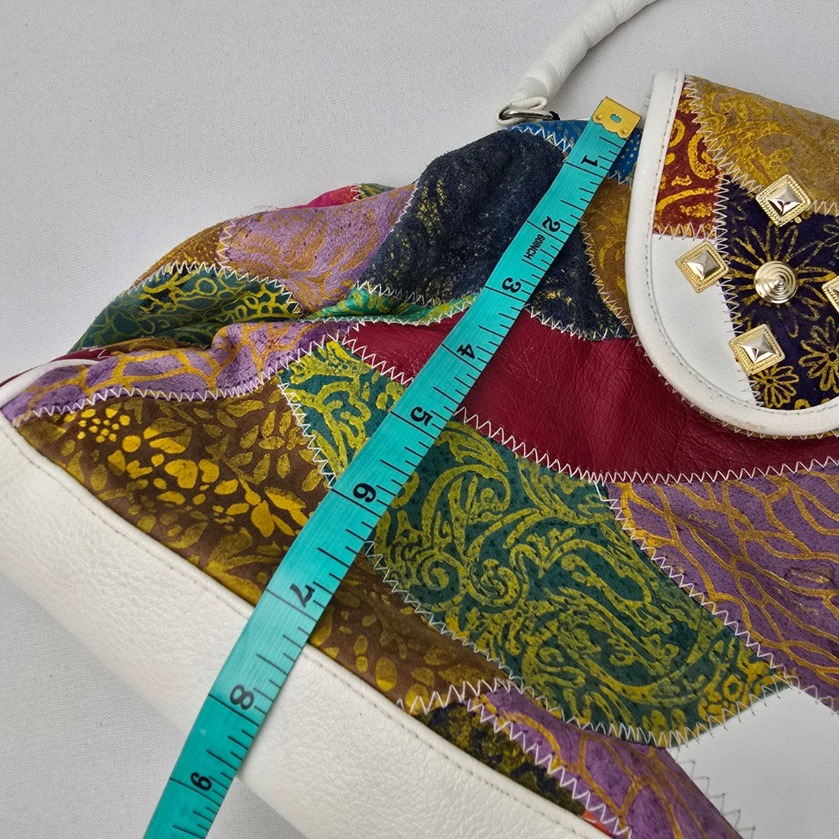 Vintage Suede & Leather Patchwork Top Handle Purse