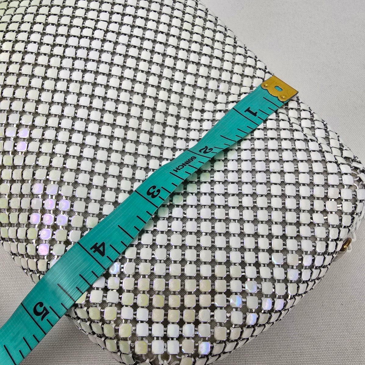 Vintage White Metallic Chain Mail Mini Shoulder Purse
