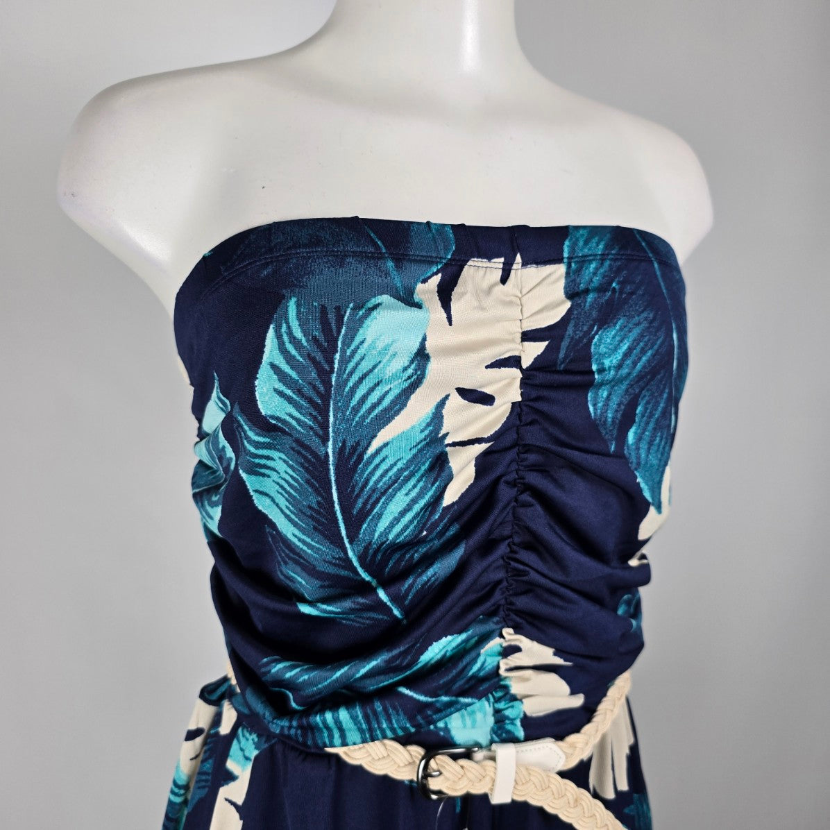 Venus Tropical Print Cropped Wide Leg Belted Jumpsuit Size L