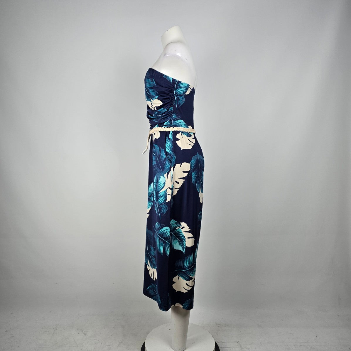 Venus Tropical Print Cropped Wide Leg Belted Jumpsuit Size L