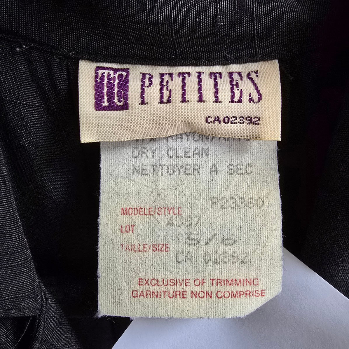 TC Petites Black Collar Belted Shirt Dress Size 5/6