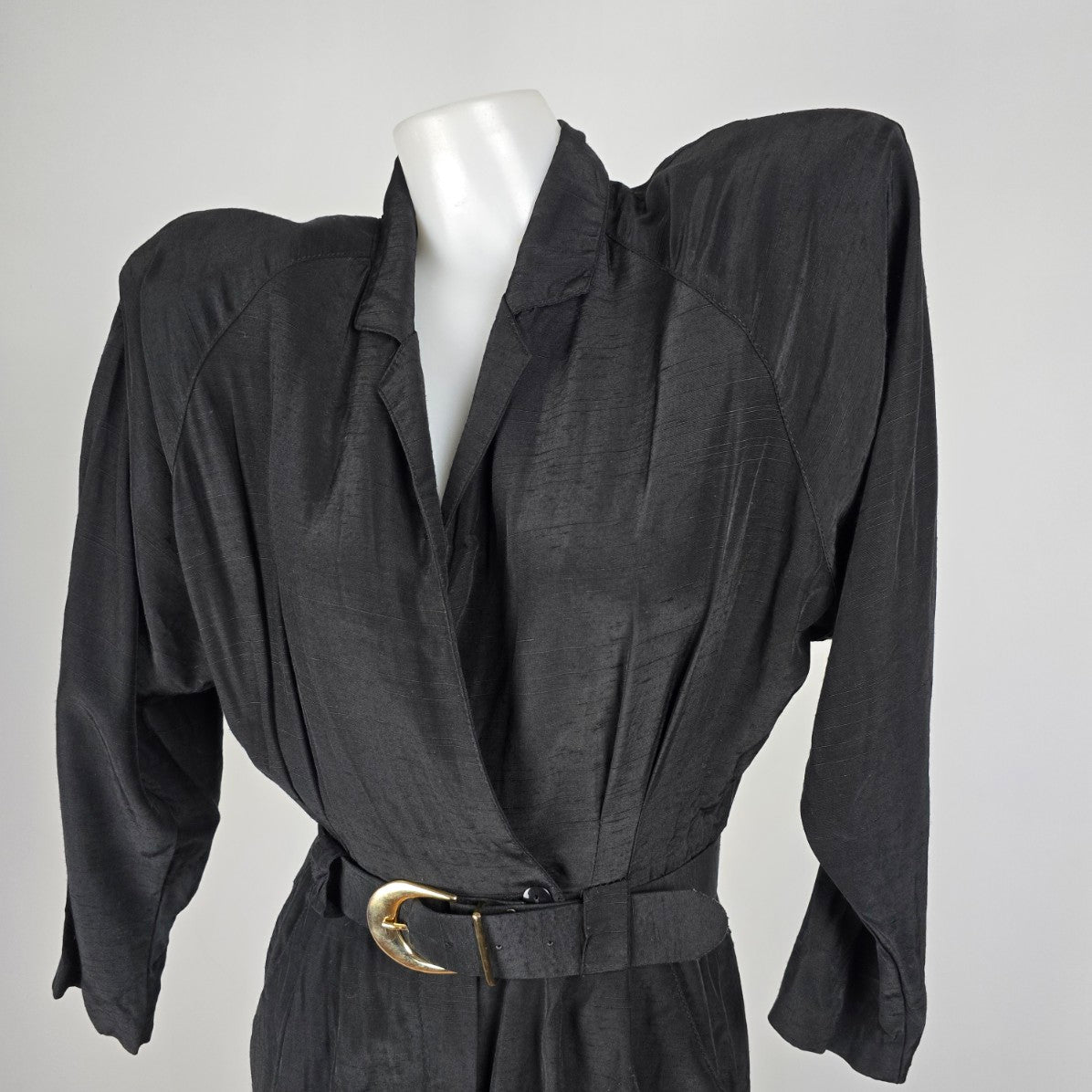 TC Petites Black Collar Belted Shirt Dress Size 5/6