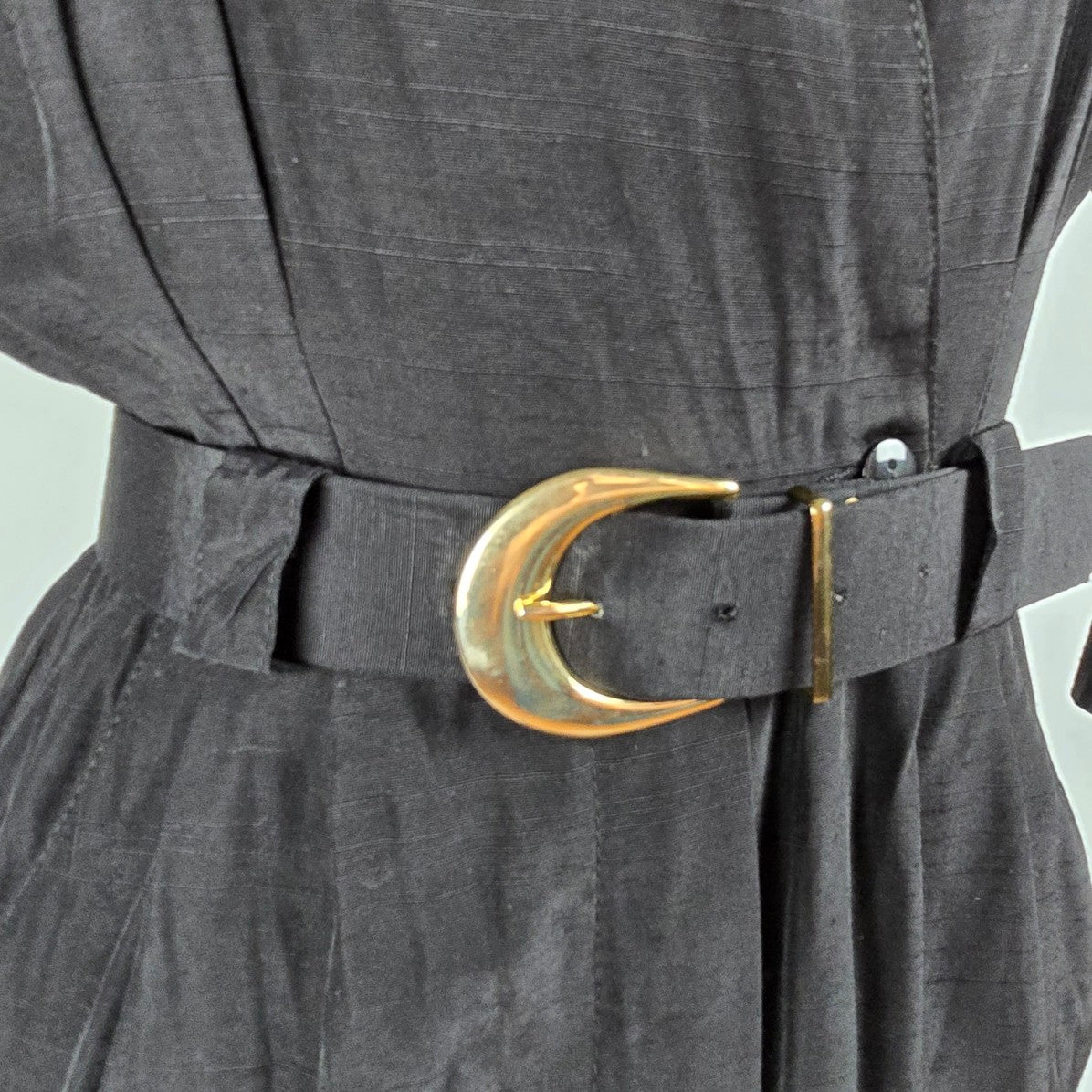 TC Petites Black Collar Belted Shirt Dress Size 5/6