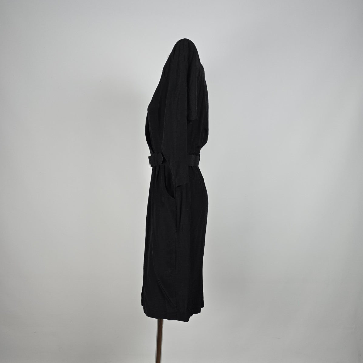 TC Petites Black Collar Belted Shirt Dress Size 5/6