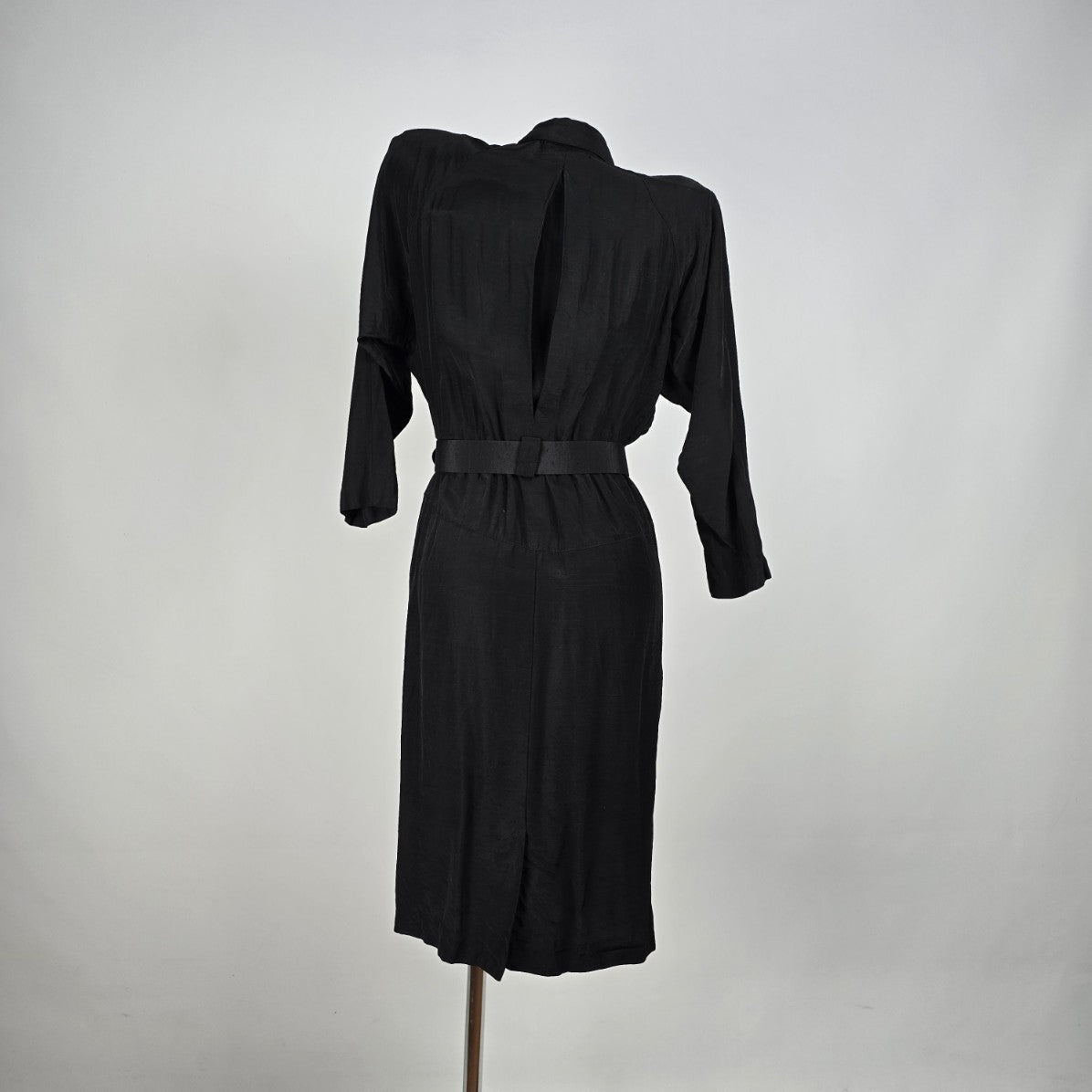 TC Petites Black Collar Belted Shirt Dress Size 5/6