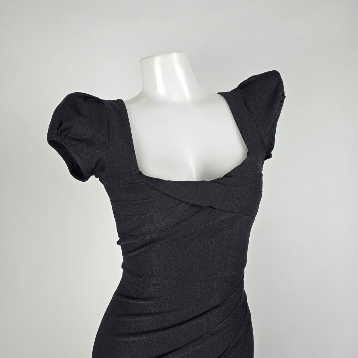 Stop Staring Black Puff Sleeve Wiggle Dress Size XS