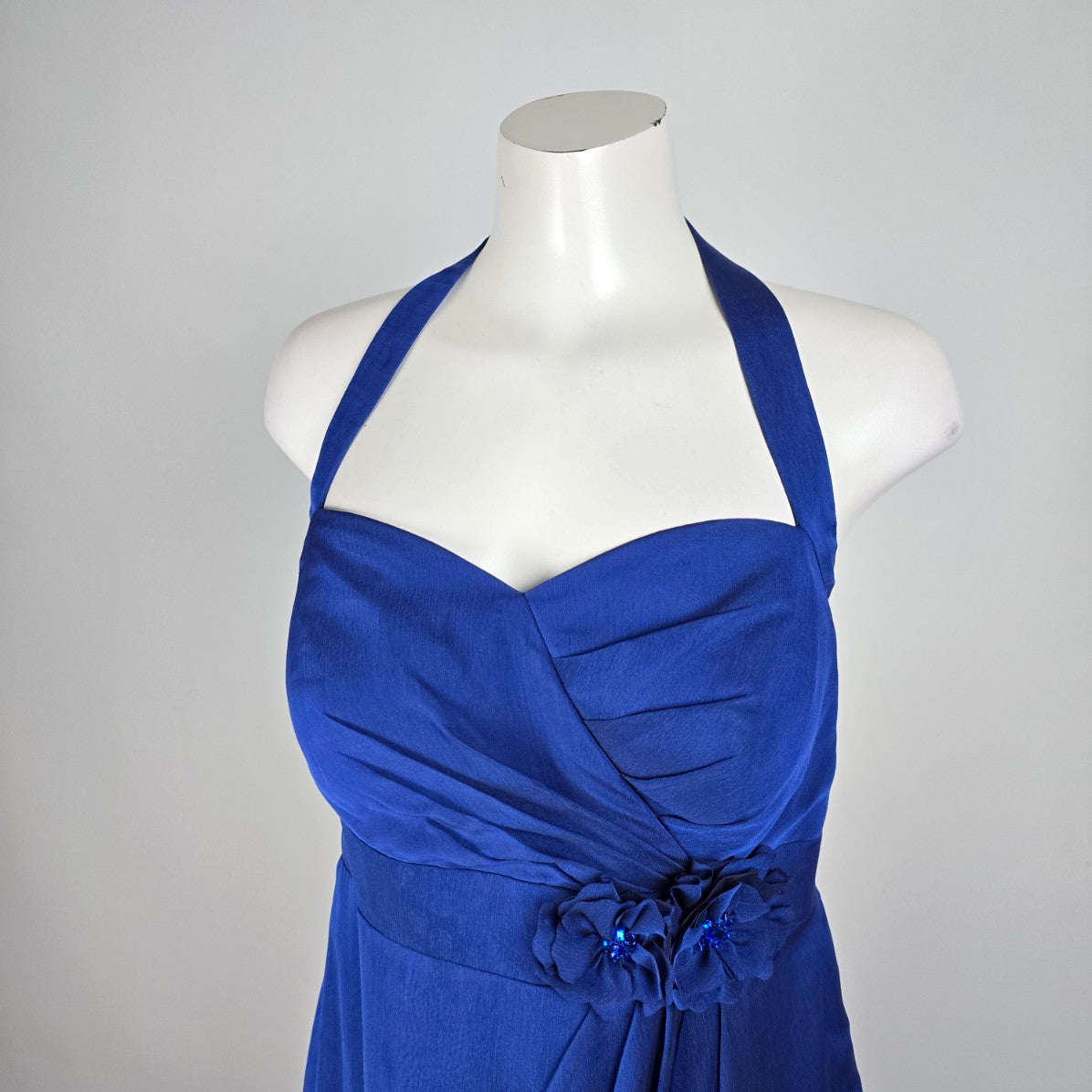 Symphony Of Venus Blue Halter Floral Detail Event Gown Size XL