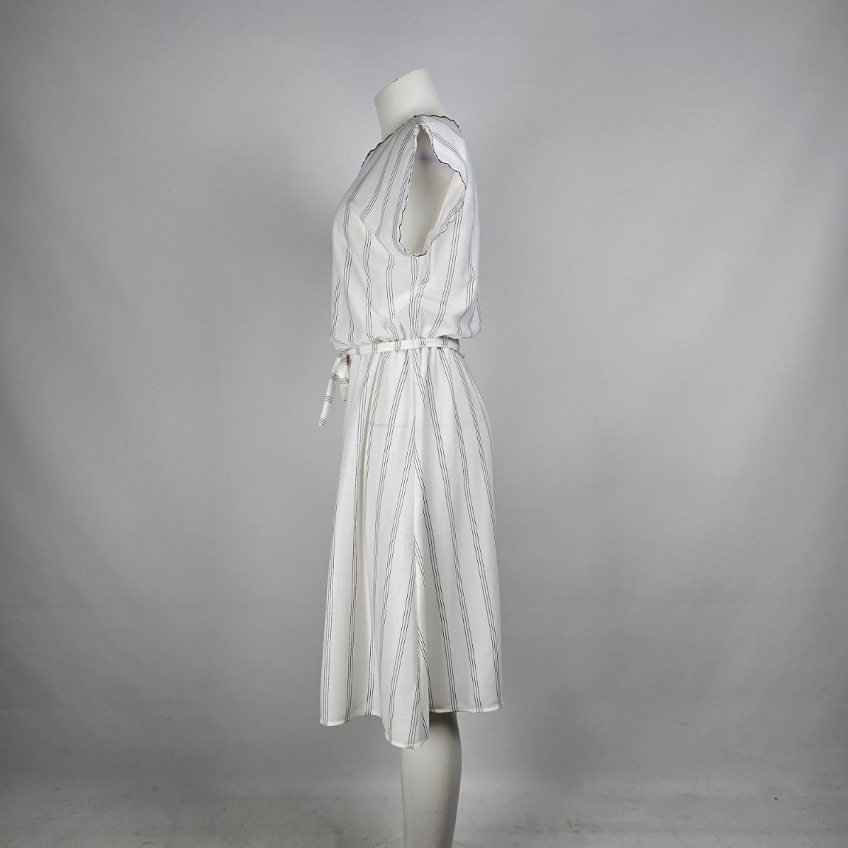 Vintage Koppy Katt White Stripped Fit & Flare Dress Size M/L