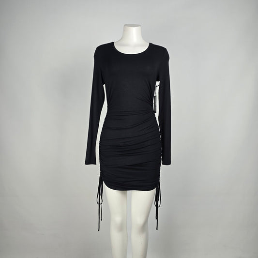 Dex Black Ruched Mini Dress Size S
