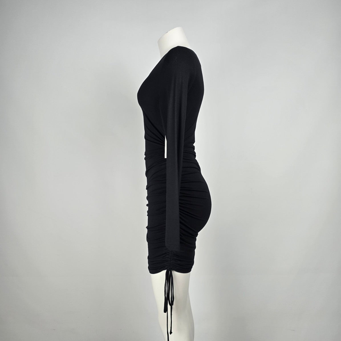 Dex Black Ruched Mini Dress Size S