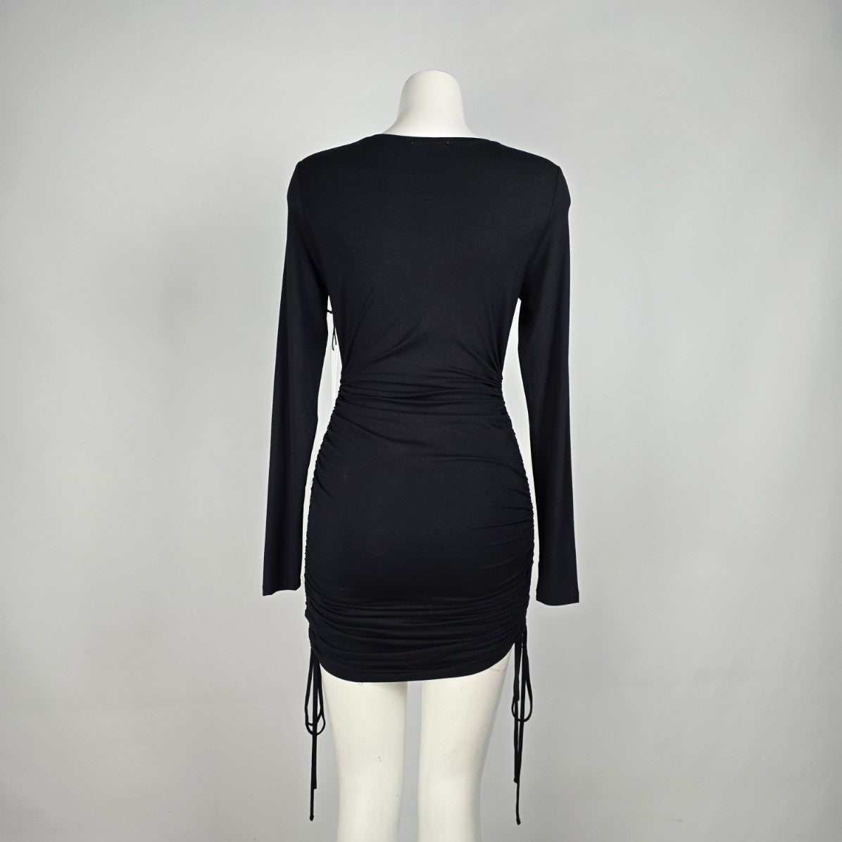 Dex Black Ruched Mini Dress Size S