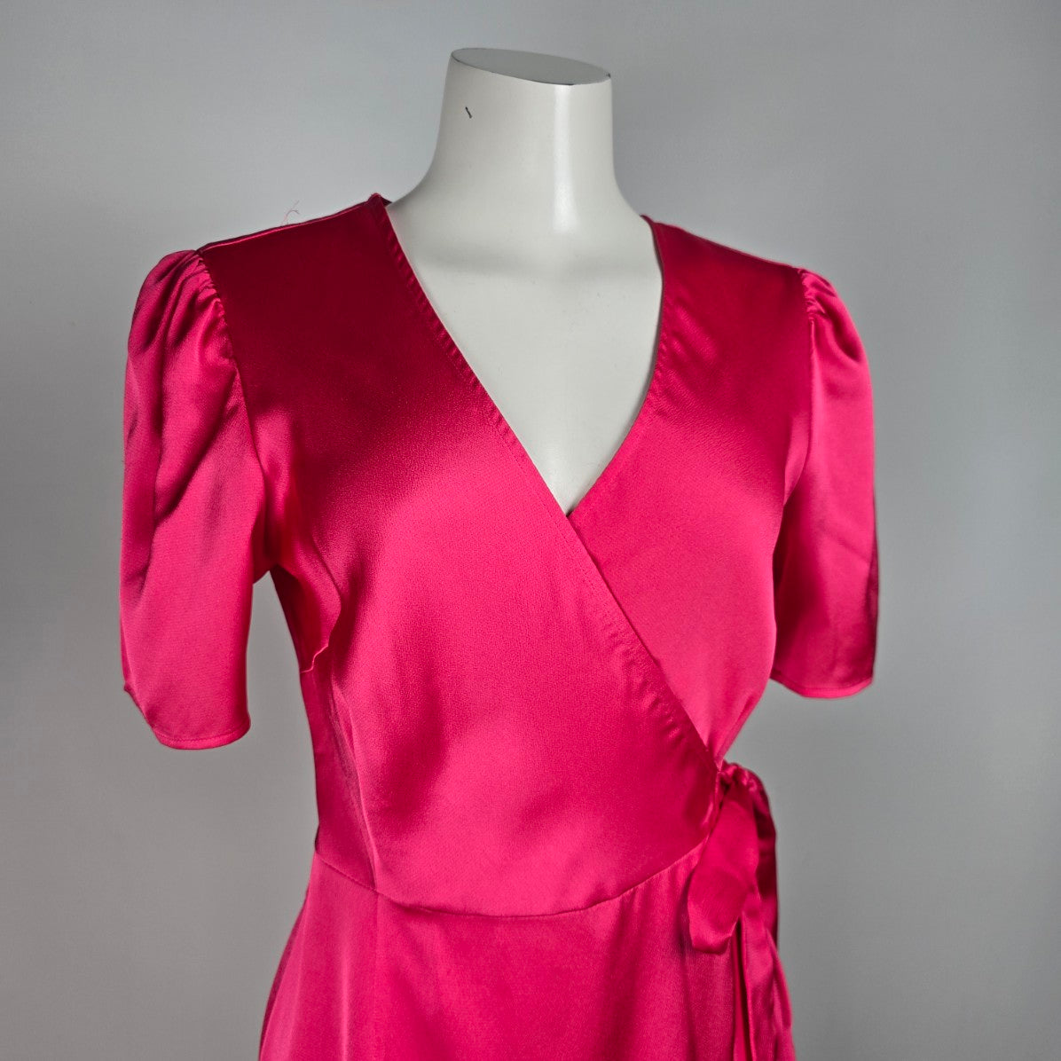 Pieces Pink Ruffle Wrap Dress Size M
