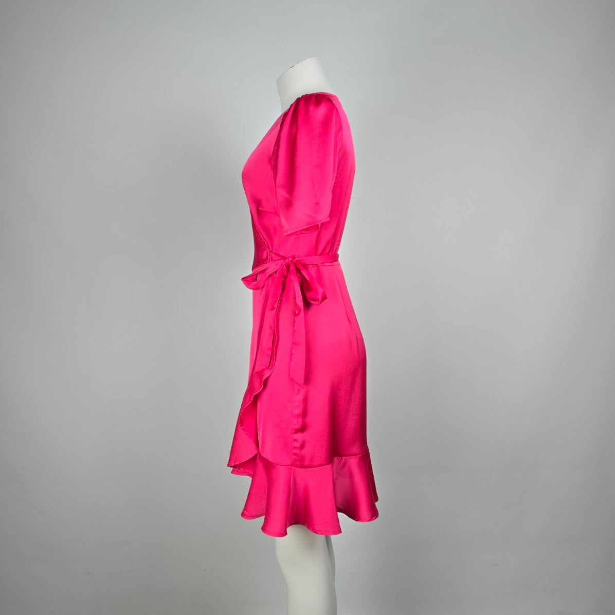 Pieces Pink Ruffle Wrap Dress Size M