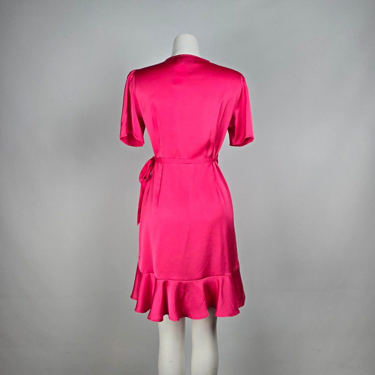 Pieces Pink Ruffle Wrap Dress Size M