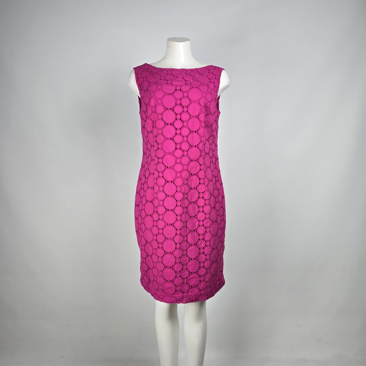 Cleo Petites Pink Eeylet Cotton Shift Dress Size 10