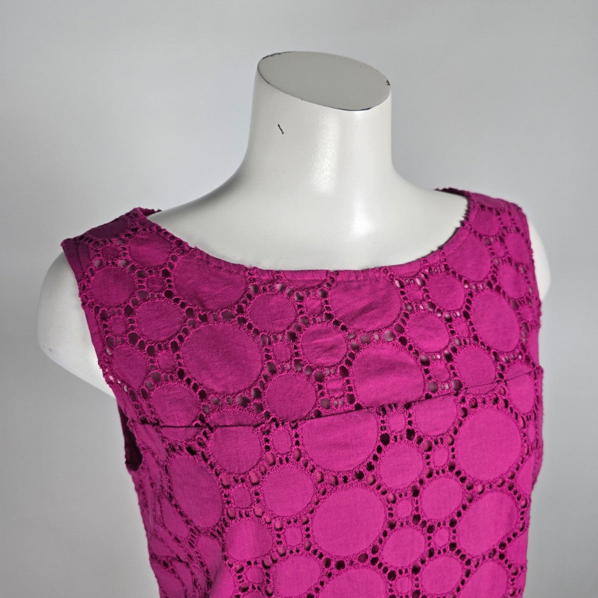 Cleo Petites Pink Eeylet Cotton Shift Dress Size 10