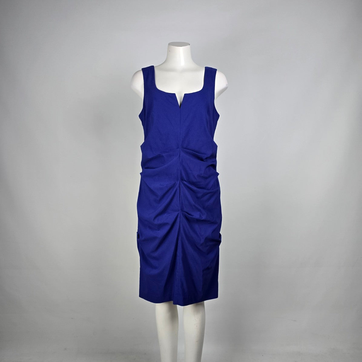 Le Chateau Blue Ruched Midi Dress Size L