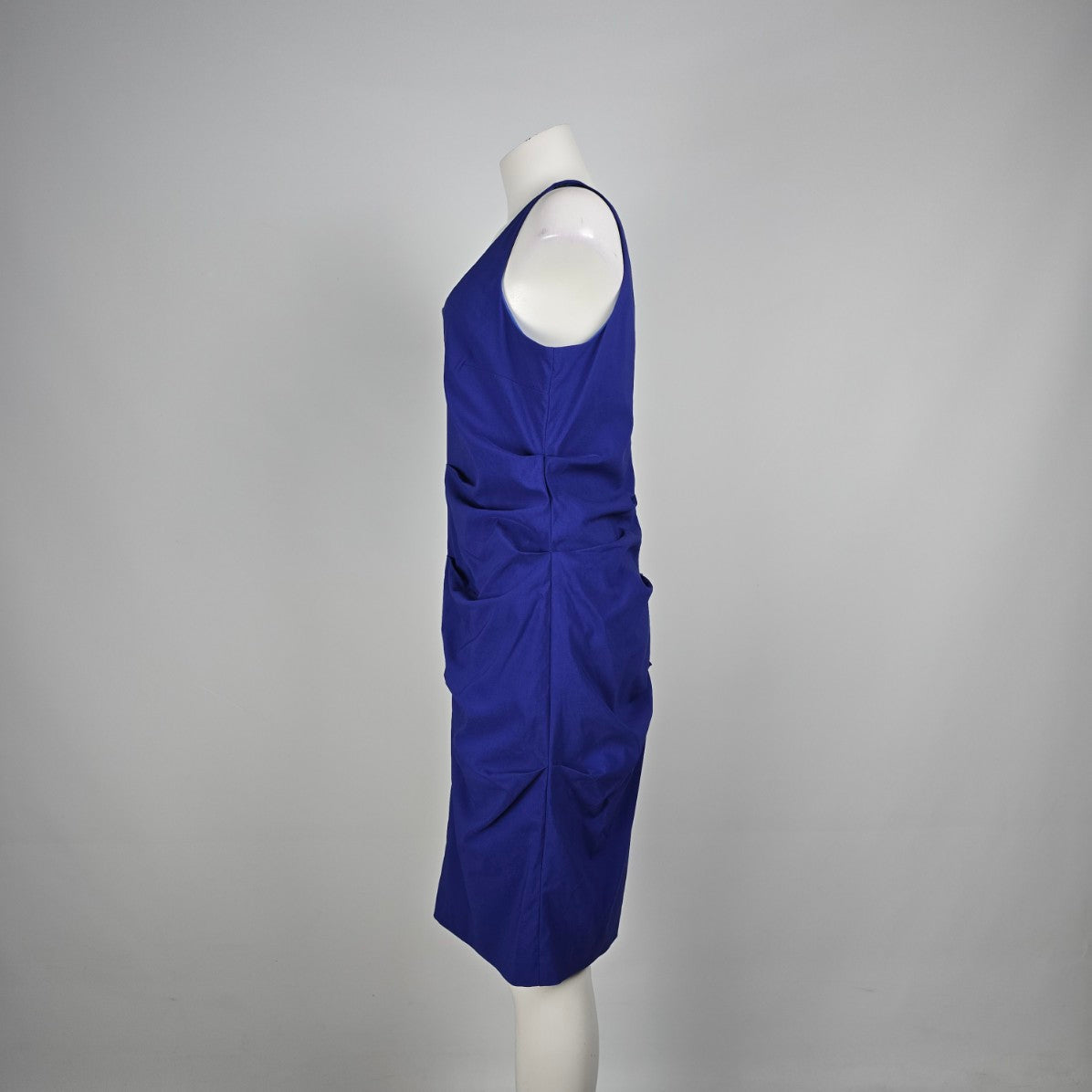 Le Chateau Blue Ruched Midi Dress Size L