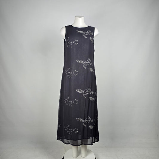 Vintage Nougat Grey Floral Midi Dress Size M/L