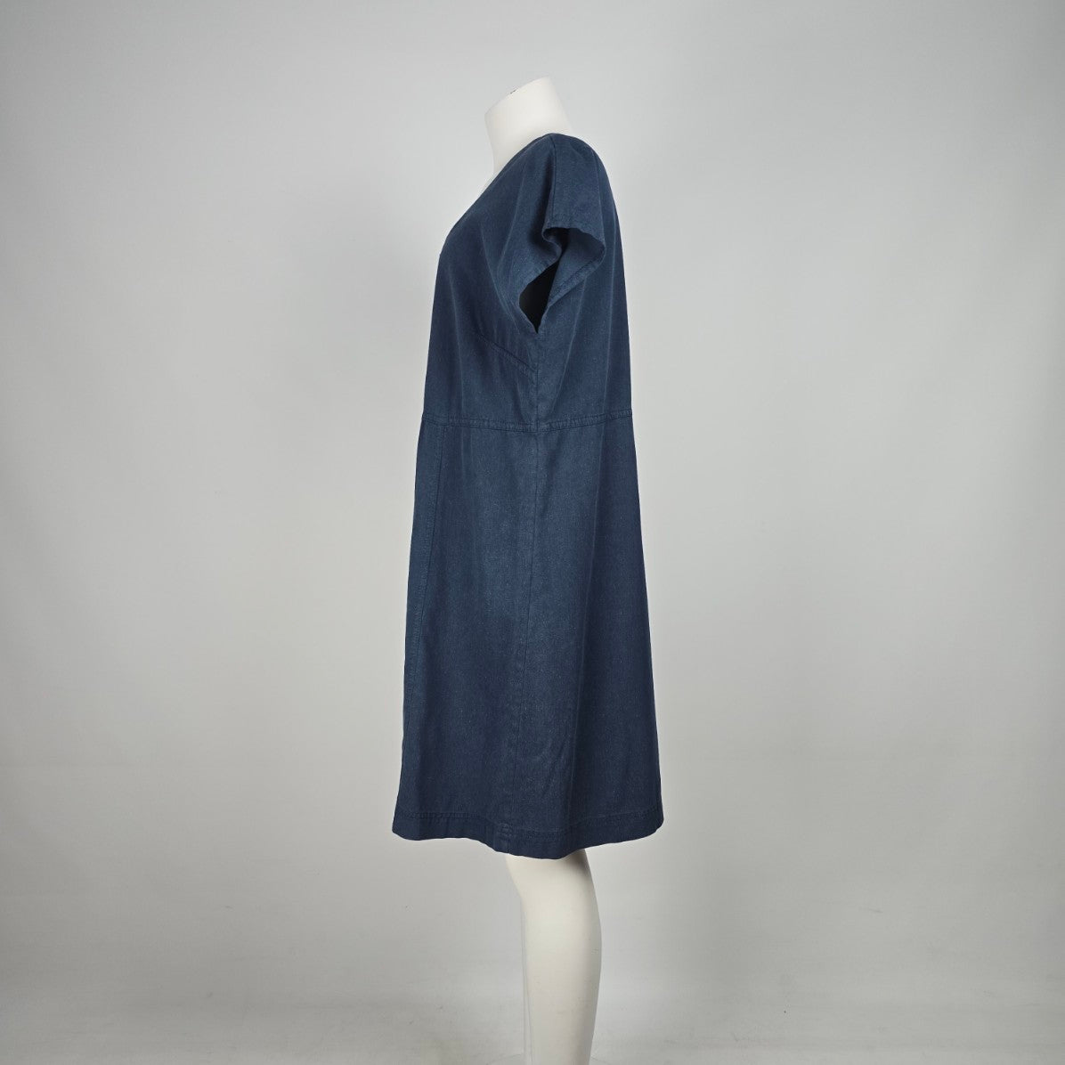 Simon Chang Blue Cotton Button Up Shirt Dress Size 16