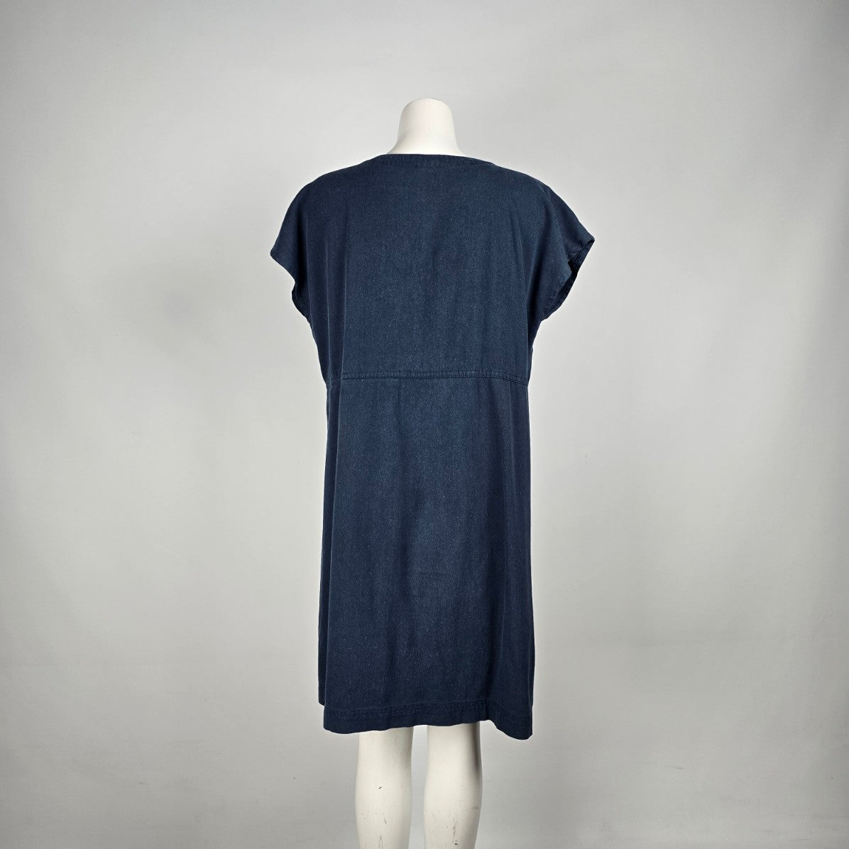 Simon Chang Blue Cotton Button Up Shirt Dress Size 16