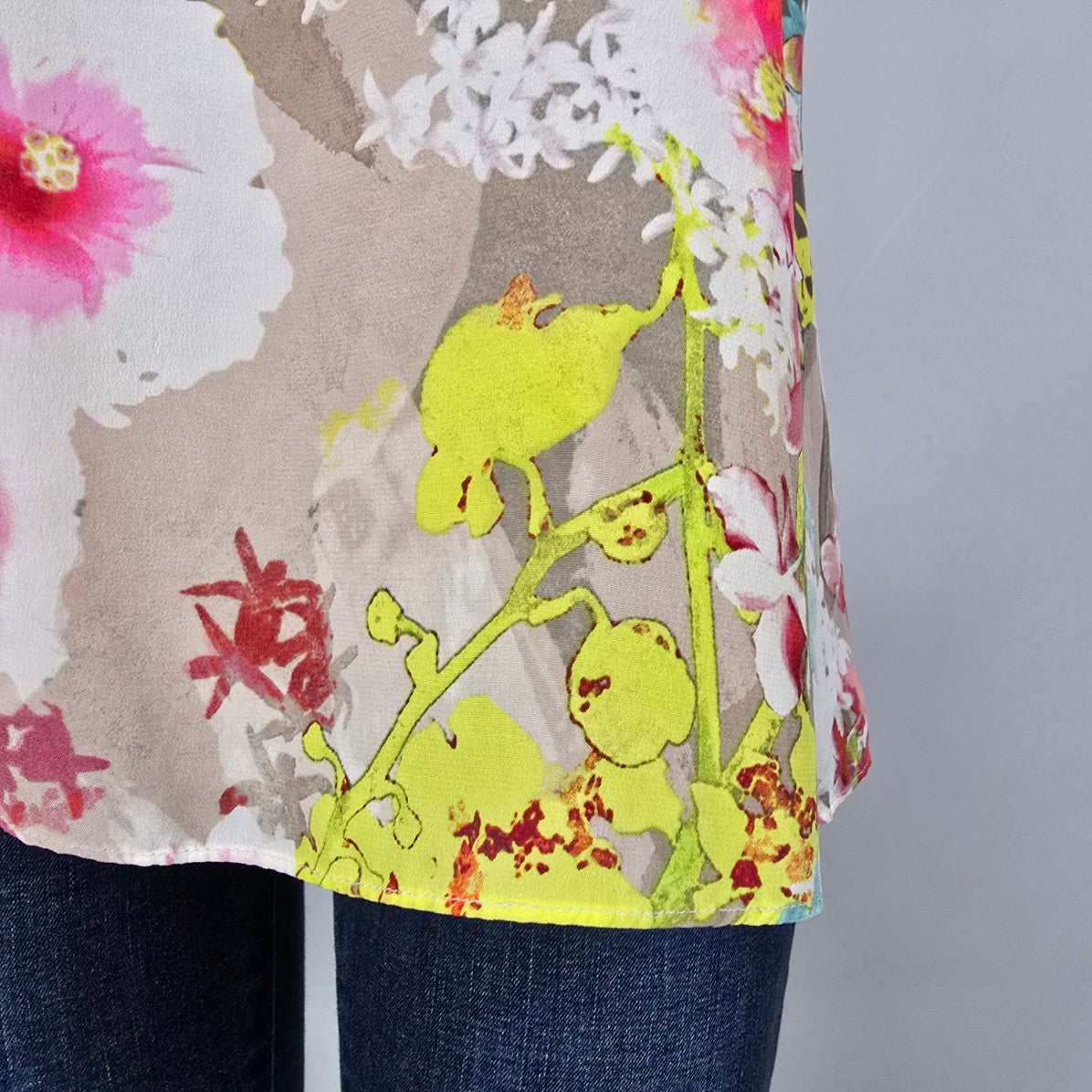 Cynthia Rowley Pink Silk Floral Sleeveless Top Size M