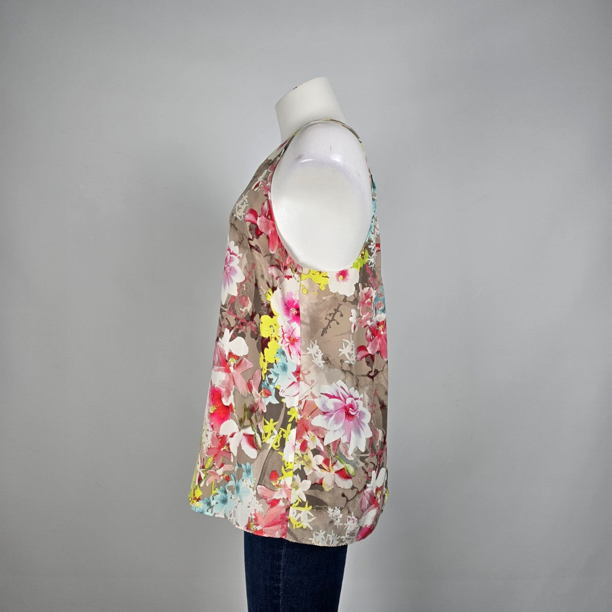 Cynthia Rowley Pink Silk Floral Sleeveless Top Size M