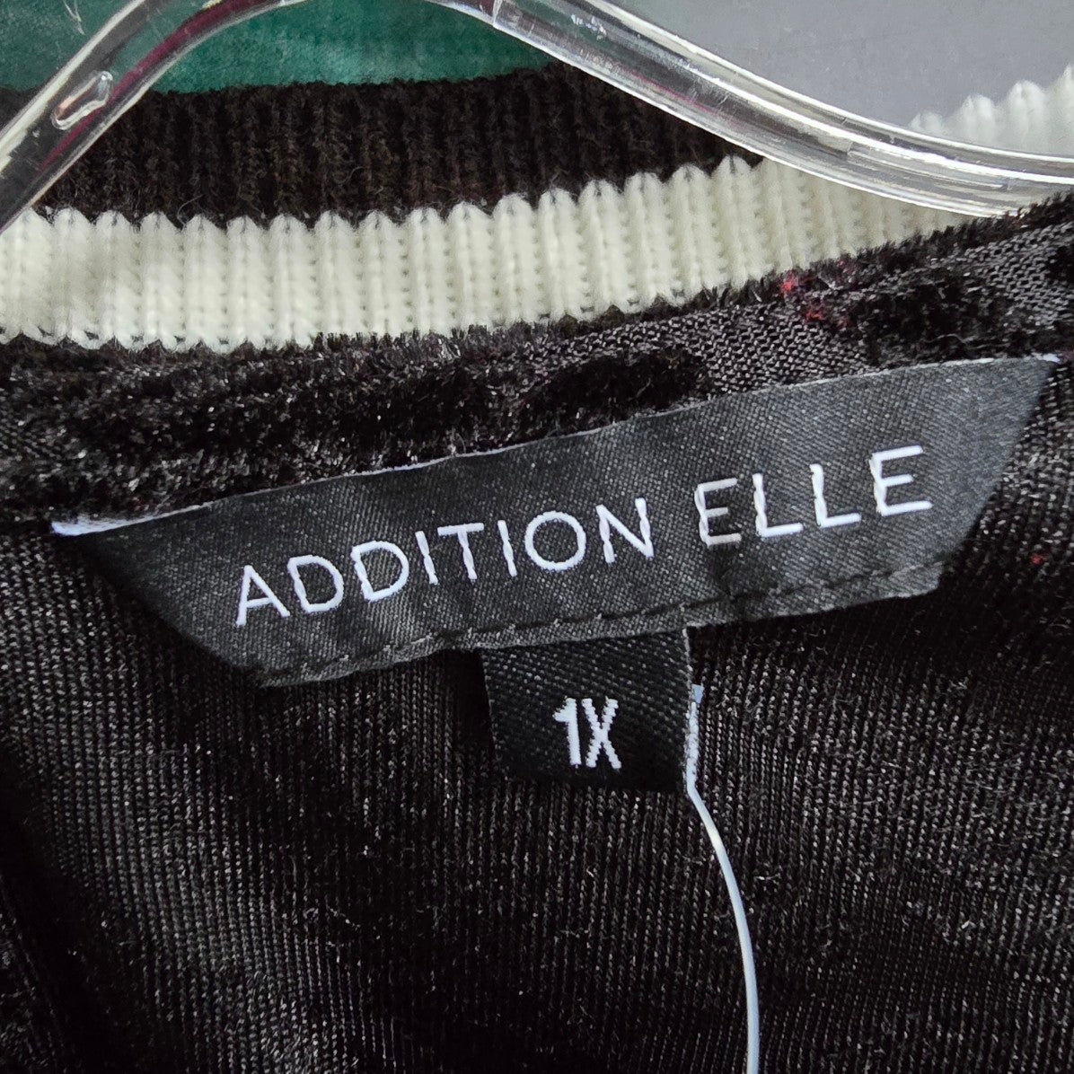 Addition Elle Black Velour Flower Top Size 1X