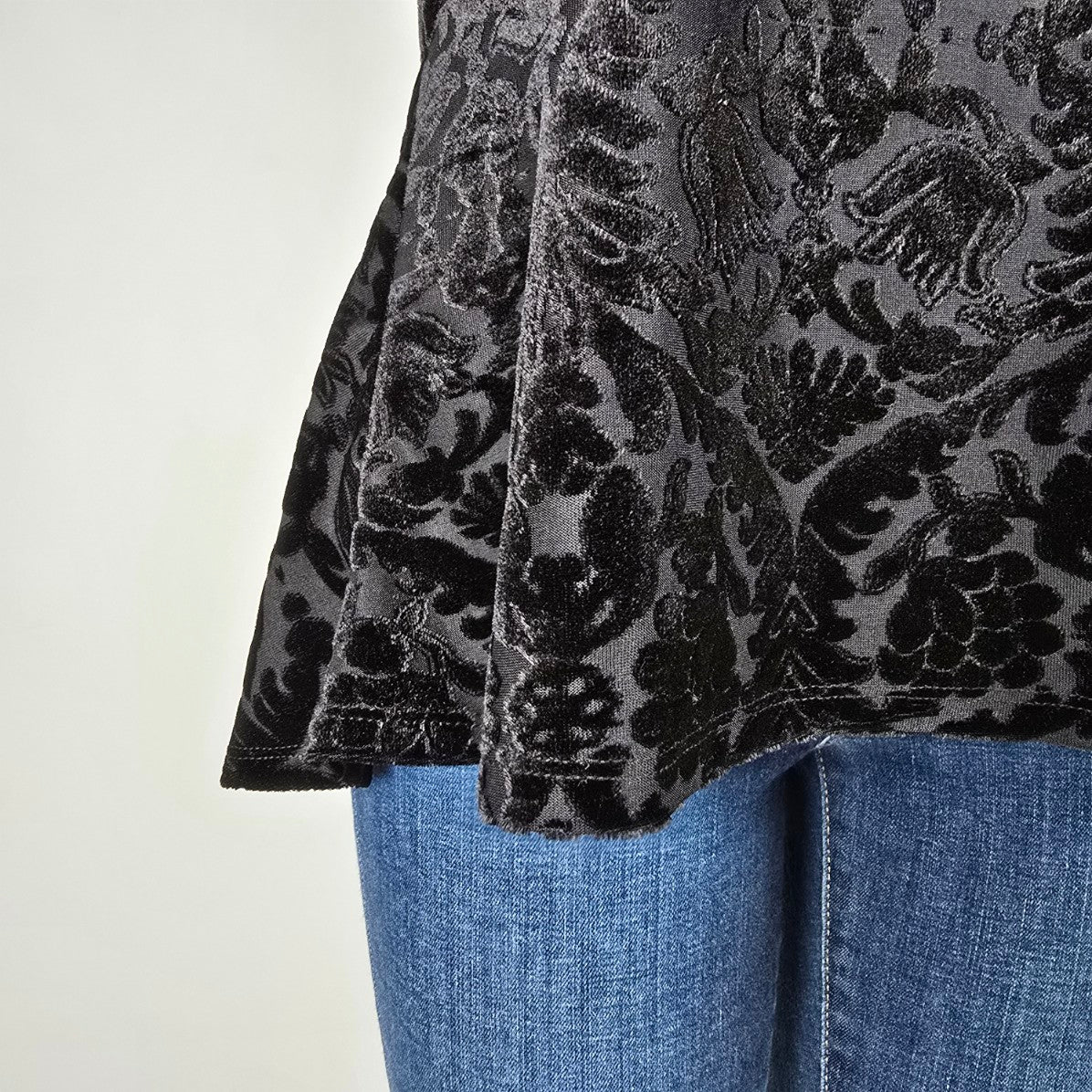 Addition Elle Black Velour Flower Top Size 1X
