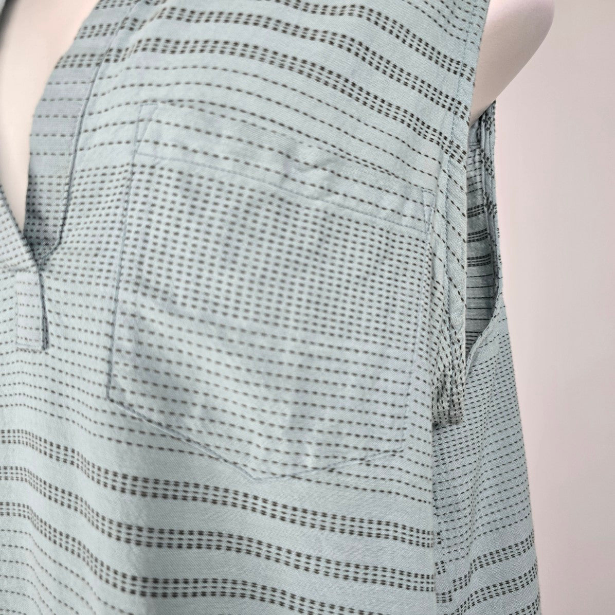 Prana Blue Cotton Stripped V Neck Sleeveless Top Size XL