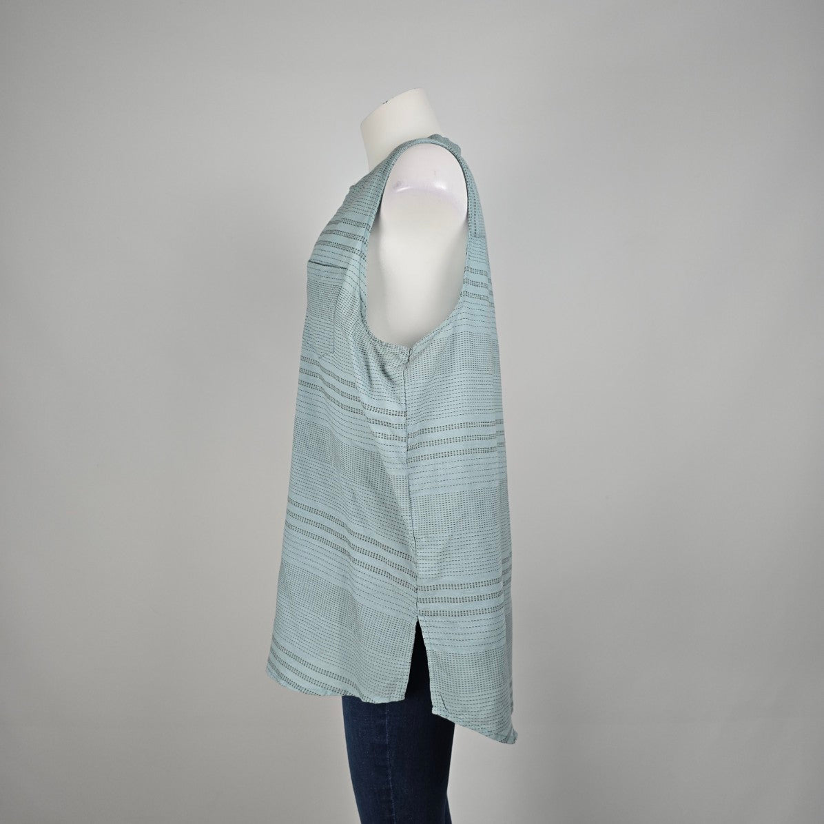 Prana Blue Cotton Stripped V Neck Sleeveless Top Size XL