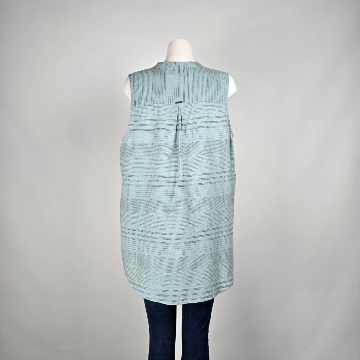 Prana Blue Cotton Stripped V Neck Sleeveless Top Size XL