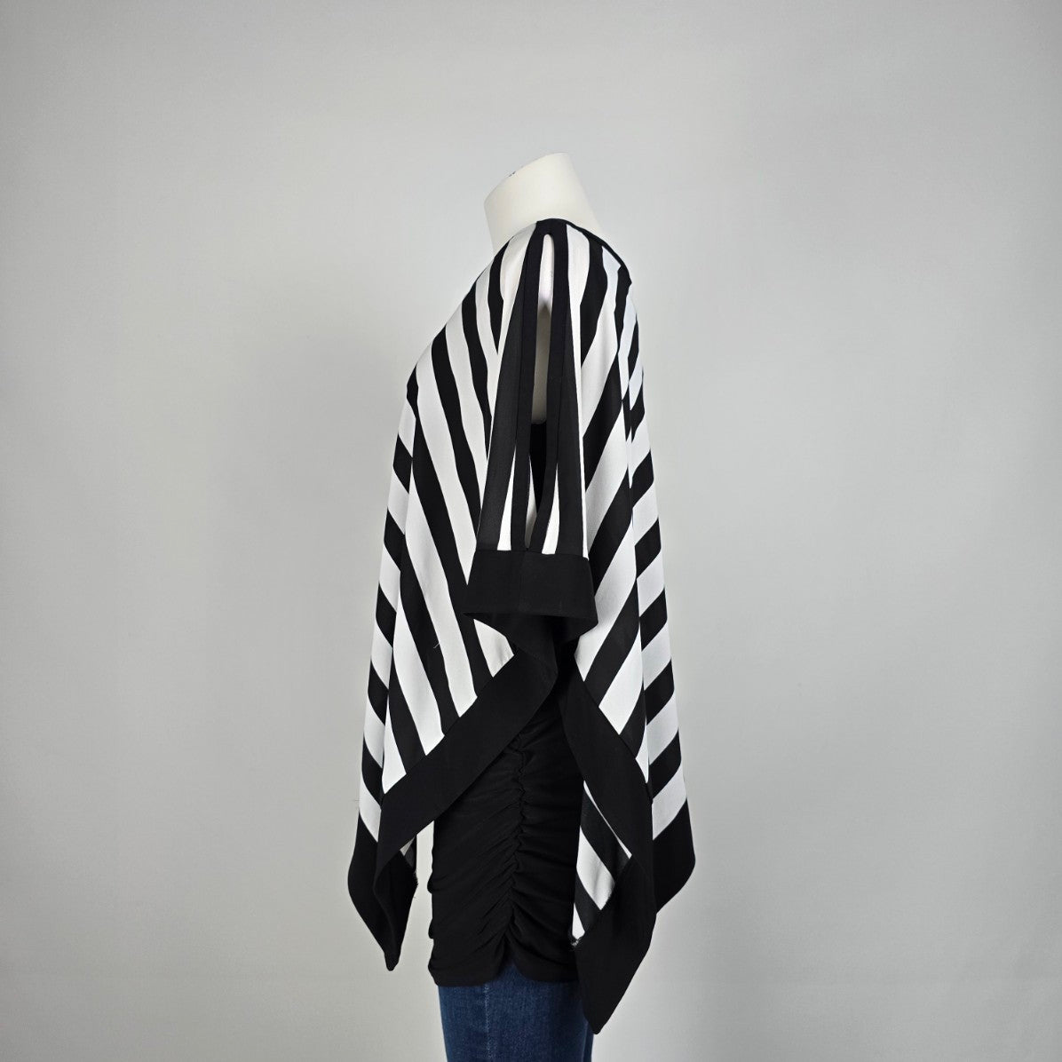 Joseph Ribkoff Black & White Asymmetrical Overly Top Size 12