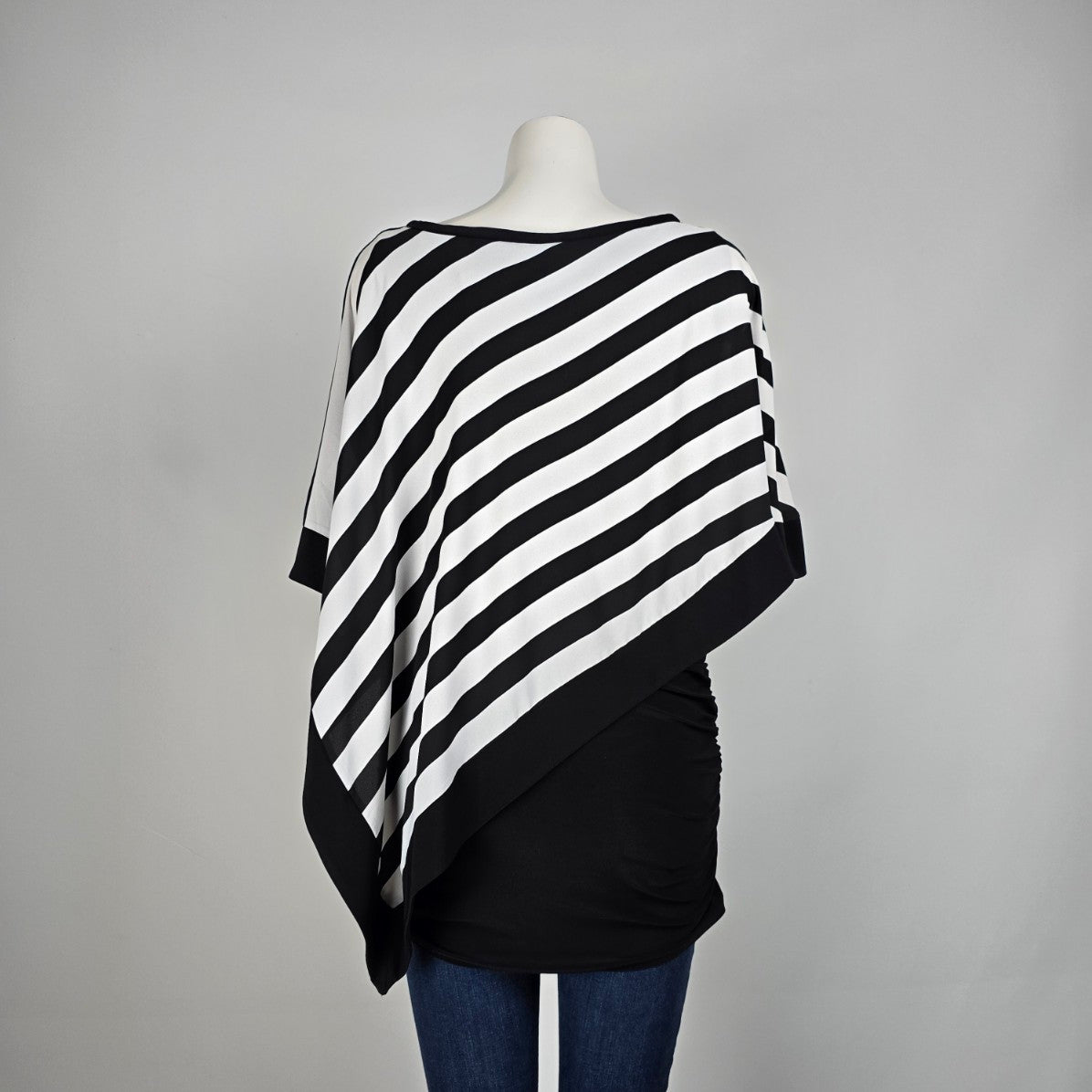 Joseph Ribkoff Black & White Asymmetrical Overly Top Size 12