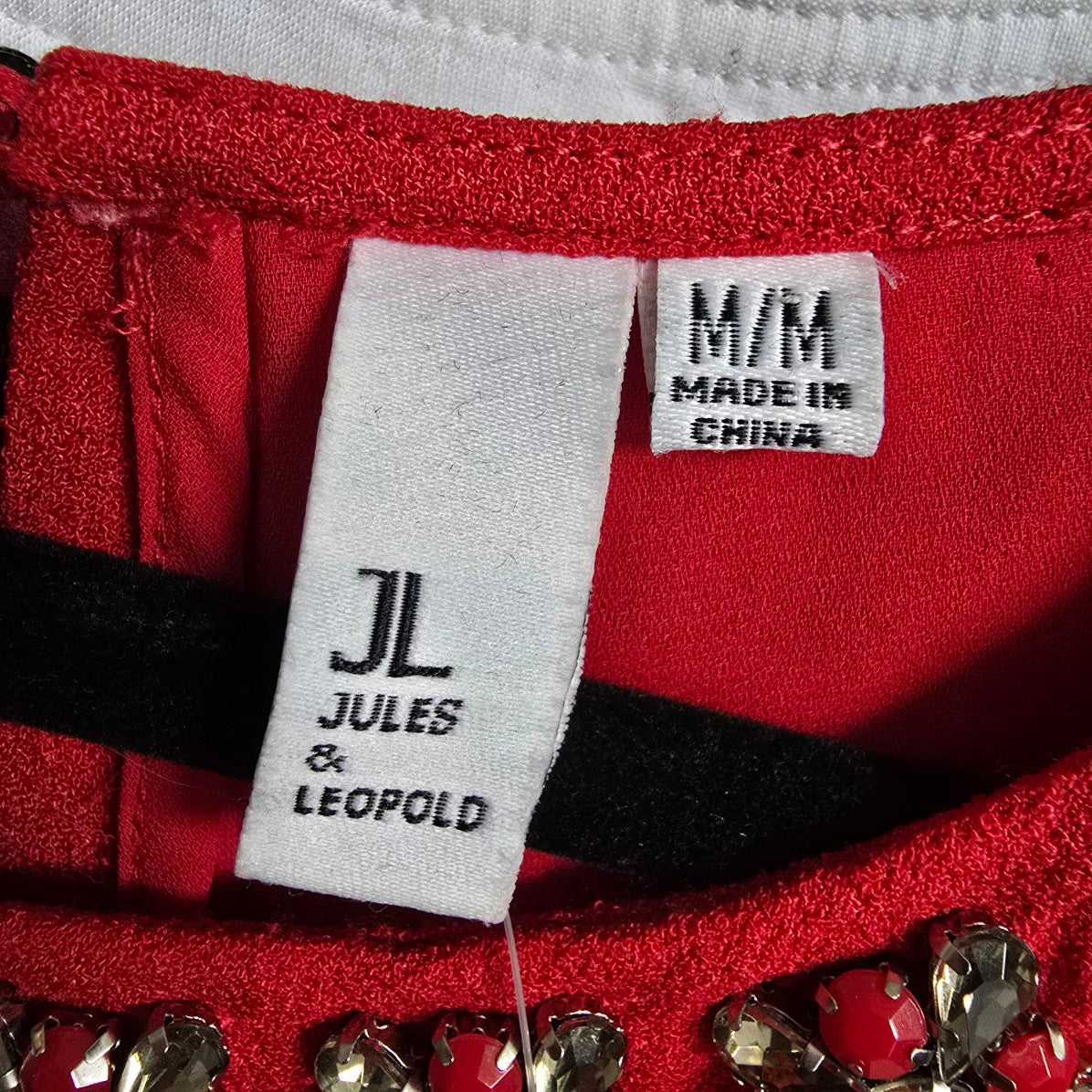Jules & Leopold Red Crystal Flower Detail Sleeveless Blouse Top Size M
