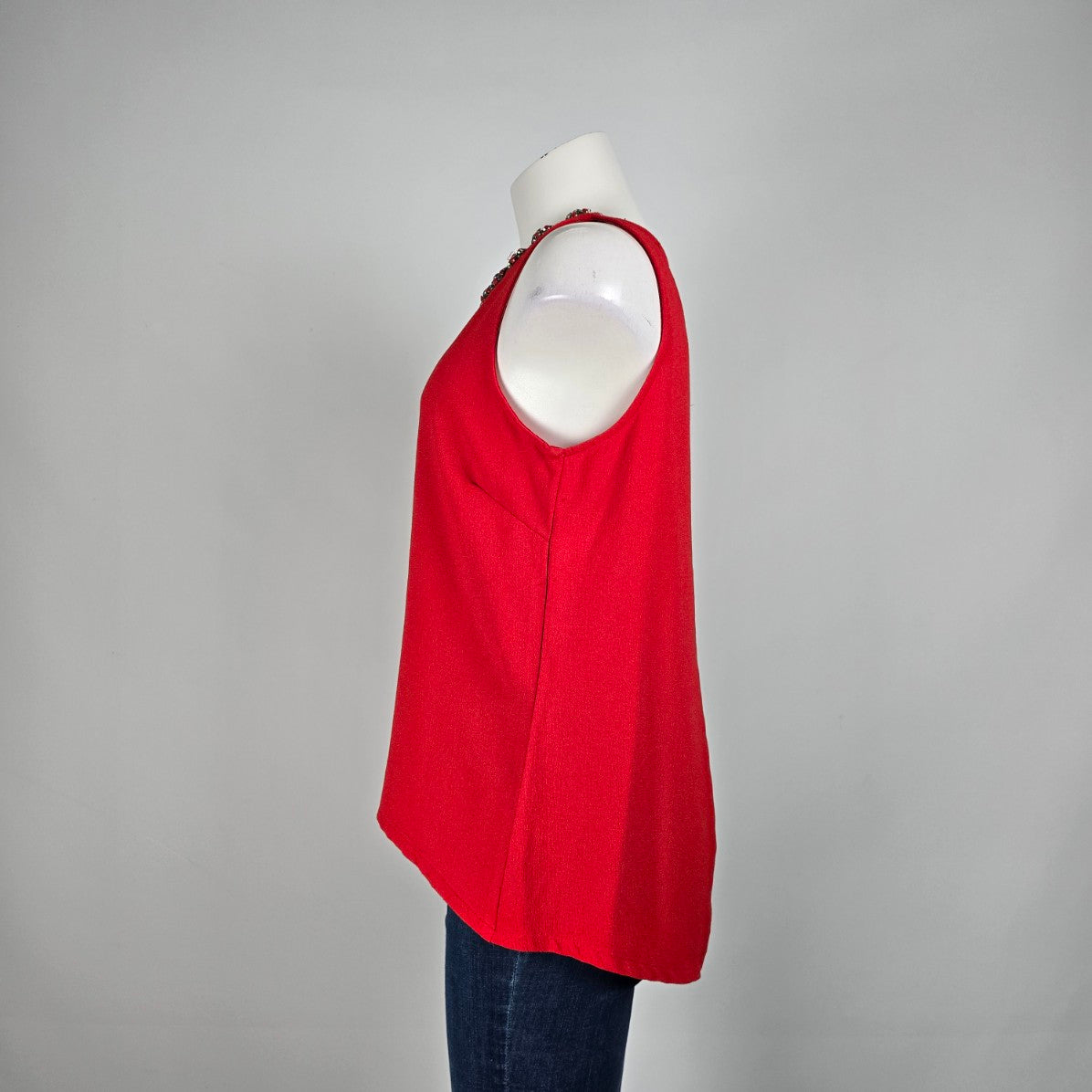 Jules & Leopold Red Crystal Flower Detail Sleeveless Blouse Top Size M